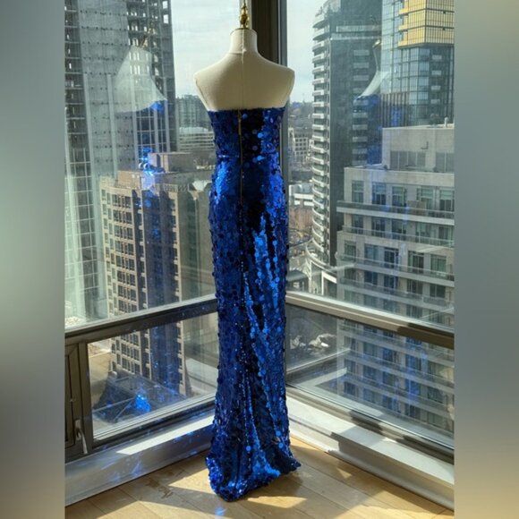 🆕 BRONX & BANCO 🧿 NWOT Farah Strapless Sequins Gown, Royal Blue, Sz XS US 2 - Picture 8 of 16